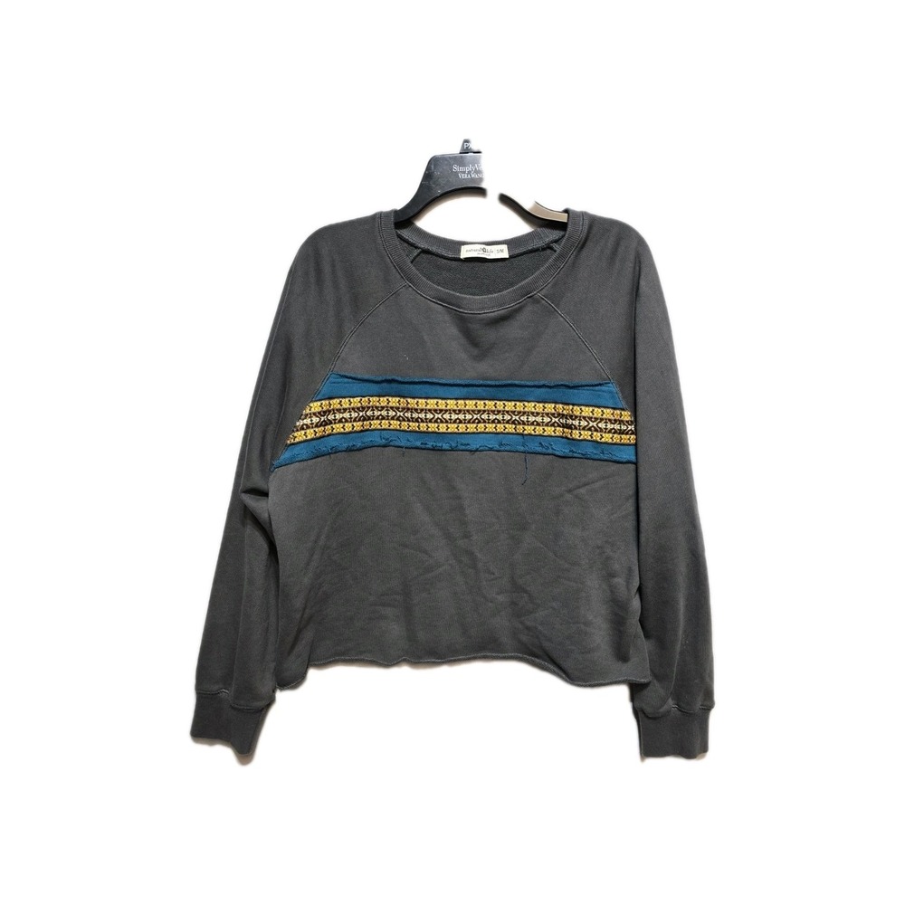 Natural Life‎ Gray Sweatshirt Blue Gold Embroidery S / M